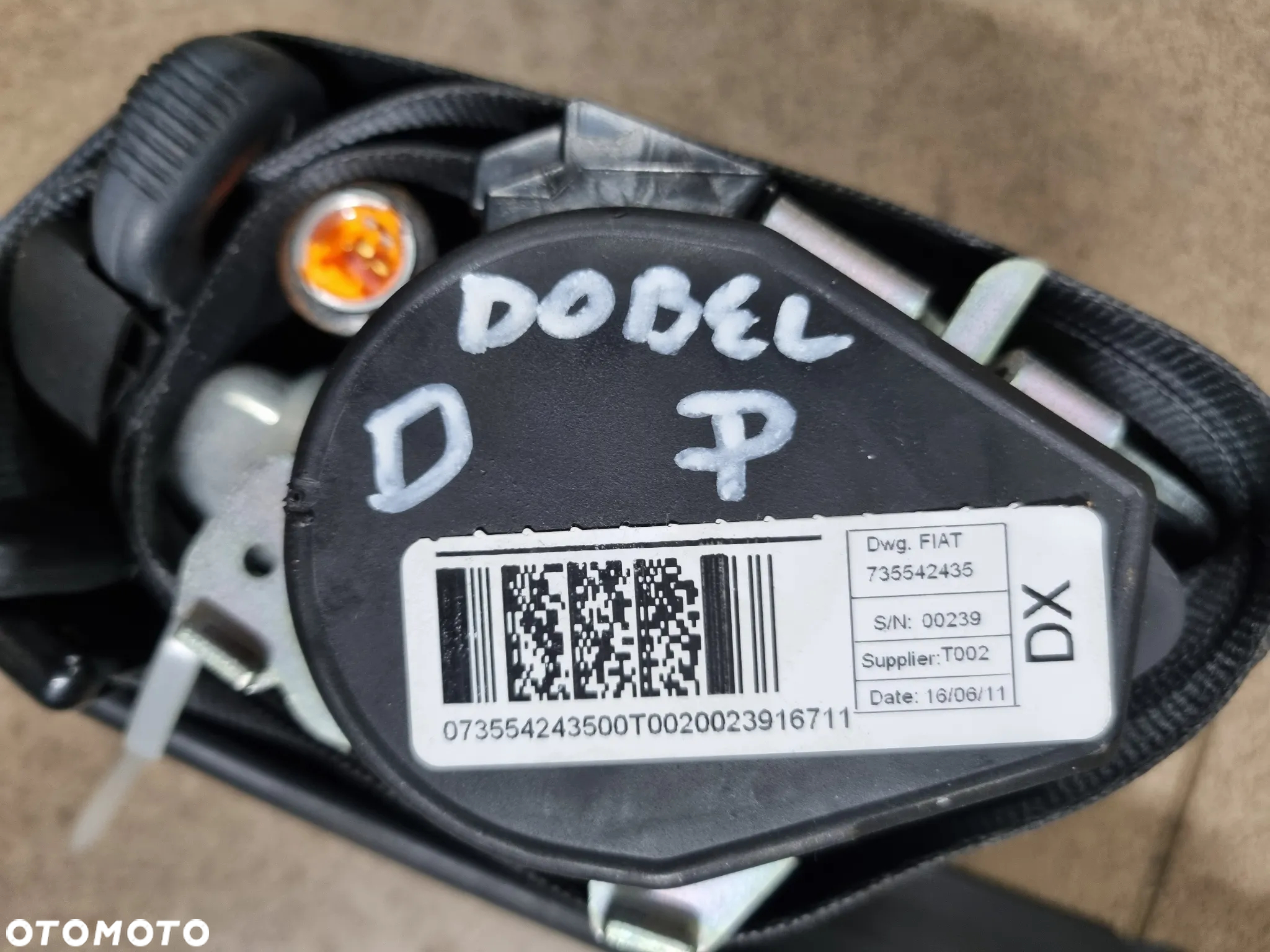 PAS BEZPIECZEŃSTWA PRAWY OPEL COMBO D FIAT DOBLO 3 III 10-20r. - 2