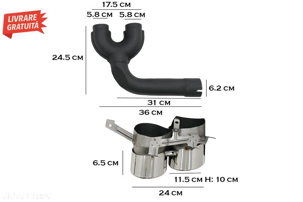 Difuzor Bara Spate Evacuare Dubla Audi Q7 SUV 4M Facelift (2020-2025)- livrare gratuita - 10