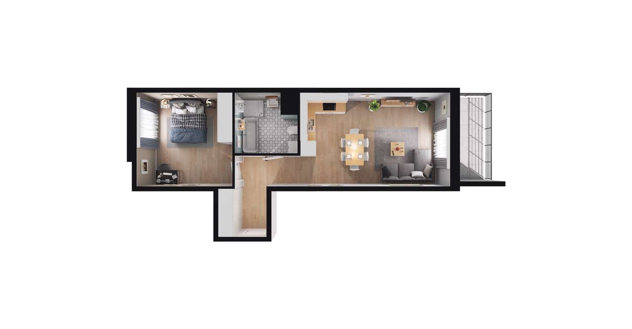 2-pokojowe mieszkanie 50m2 + balkon - Pełny obrazek: 2/23