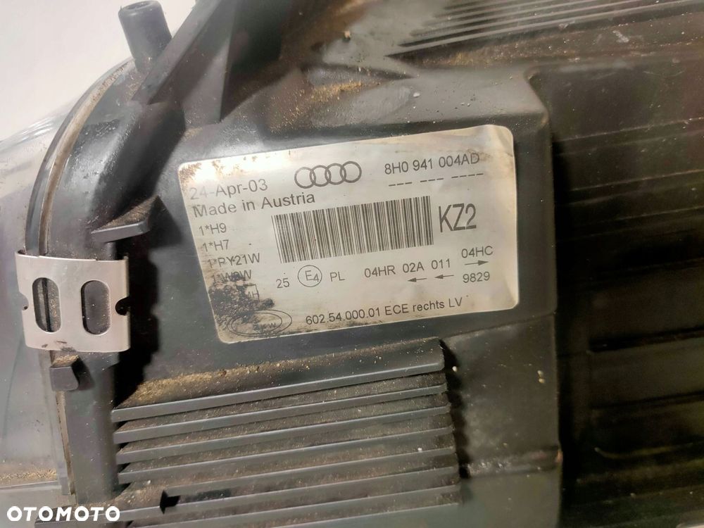 lampa prawa przód przednia audi a4 b6 cabrio 8h0941004ad - 5