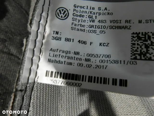 FOTEL FOTELE KANAPA OPARCIE SIEDZISKO BEZ PODNOZKA PRAWE LEWE POSZYCIE TAPICERKA SKORA GRIGIO / SCHWARZ KCZVOLKSWAGEN ARTEON 3G8 ORYGINAŁ - 20