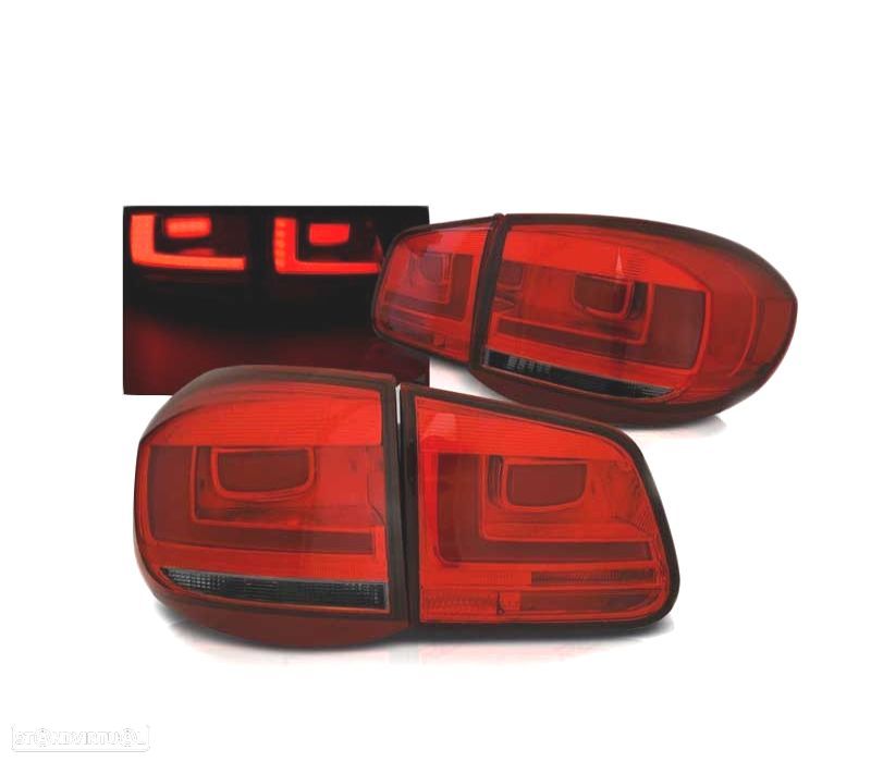 FAROLINS TRASEIROS LED PARA VOLKSWAGEN VW TIGUAN 07-11 VERMELHO FUMADO - 1
