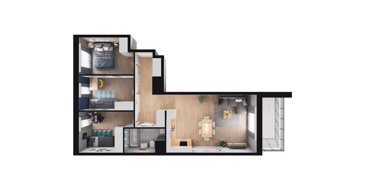 4-pokojowe mieszkanie 70m2 + balkon Bezpośrednio - Pełny obrazek: 2/23