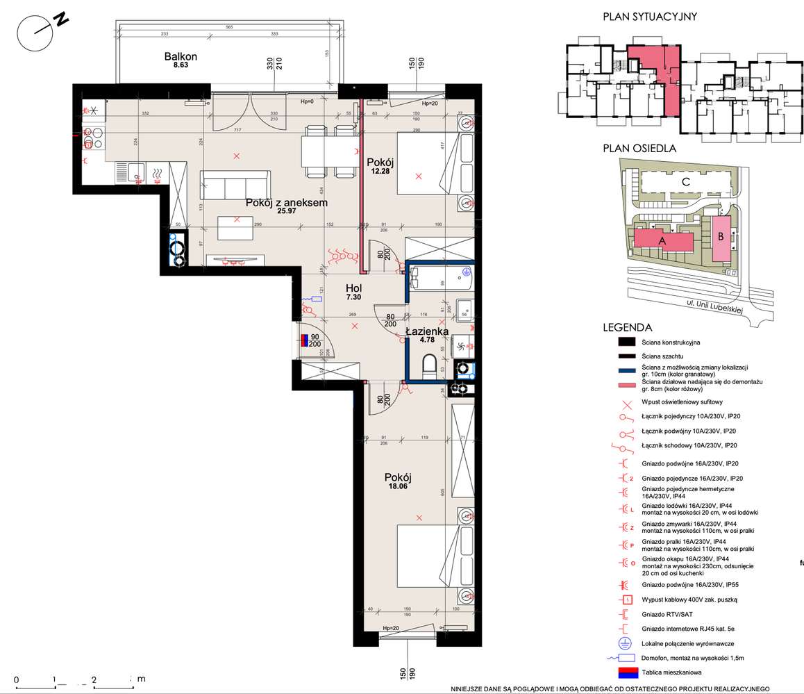 3 pokoje 68,39 m², Rataje | Balkon 8,63 m² | Idealne dla rodziny