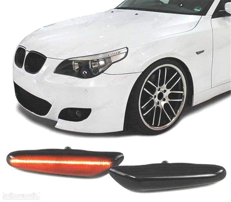 INDICADORES BMW E46 E60 E87 E84 E90 LATERAIS LED DINAMICOS FUMADO - 1