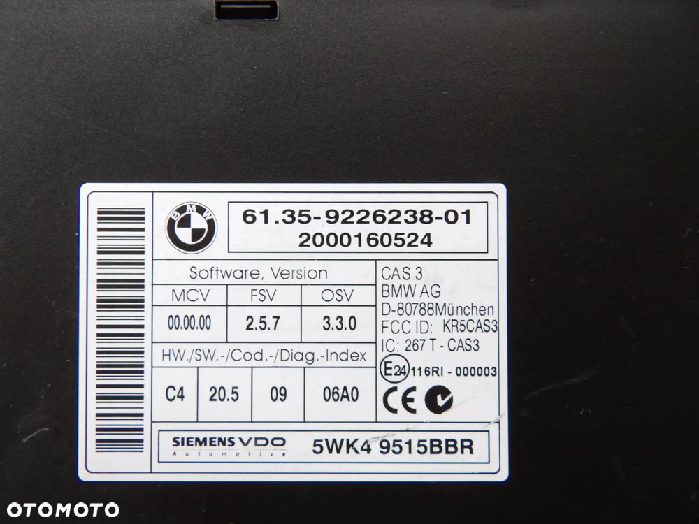 BMW - E91 - MODUŁ , STEROWNIK CAS 3 - 9226238 - 2