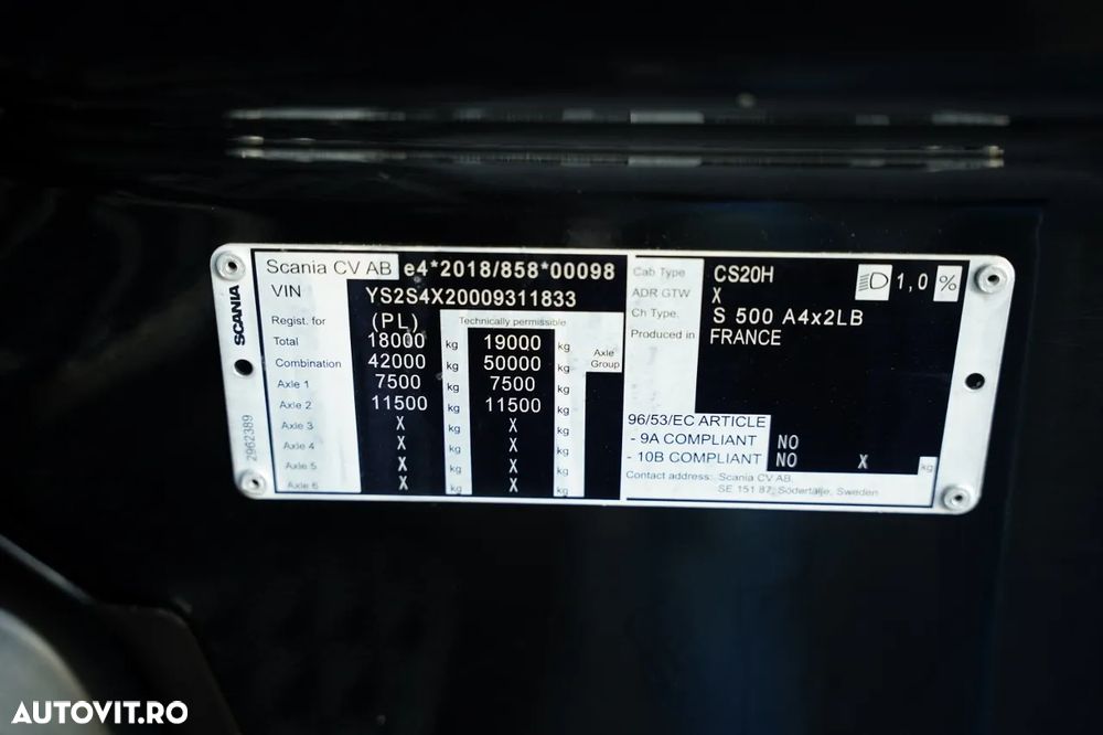 Scania S 500 / PLATĂ JOSĂ / RETARDER / AER CONDIȚIONAT PARCARE / EURO 6 - 38