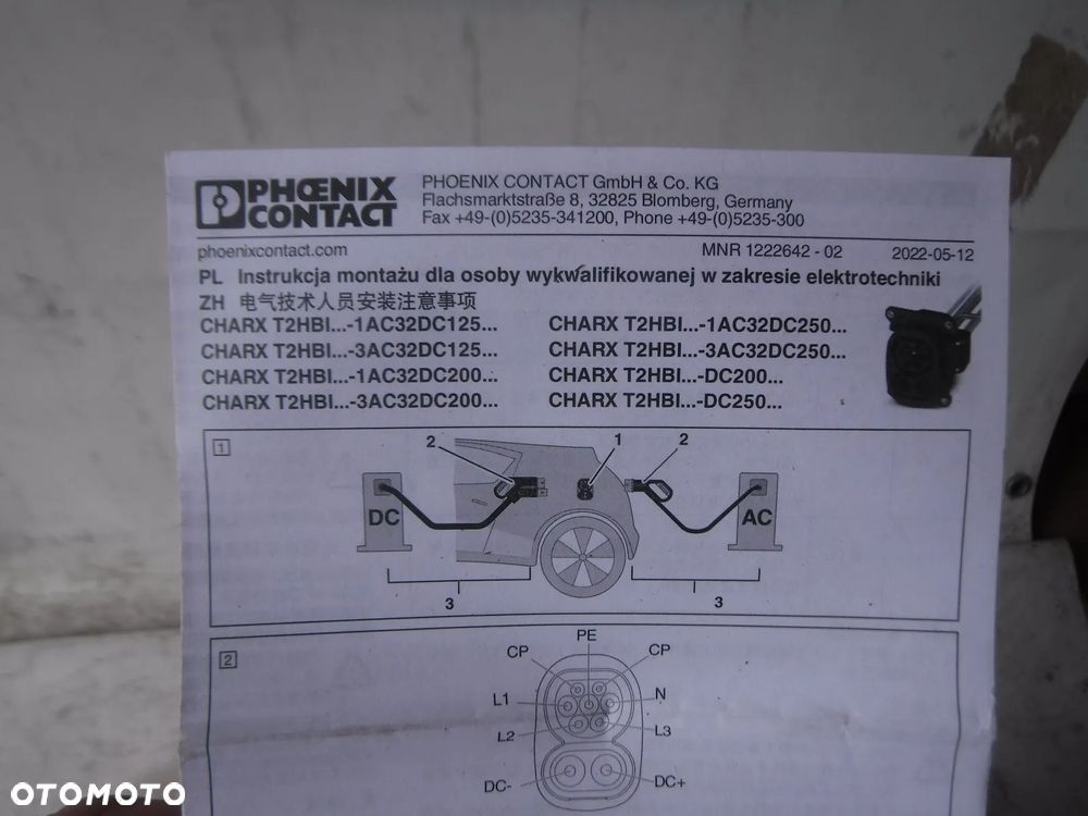 CHARX T2HBI12-DC200-2,0M2 - Gniazdo pojazdu KONTAKT PHOENIX kabel do samochodu elektrycznego nowe oe - 2