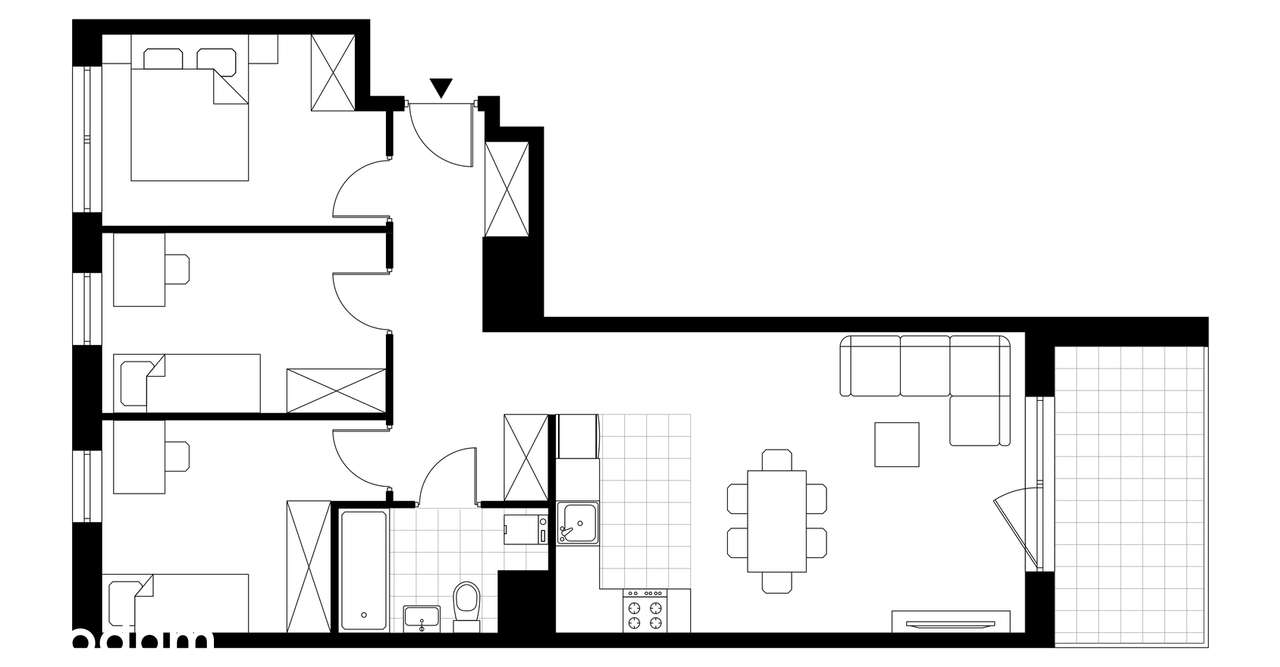 4-pokojowe mieszkanie 70m2 + balkon Bezpośrednio - Pełny obrazek: 3/23
