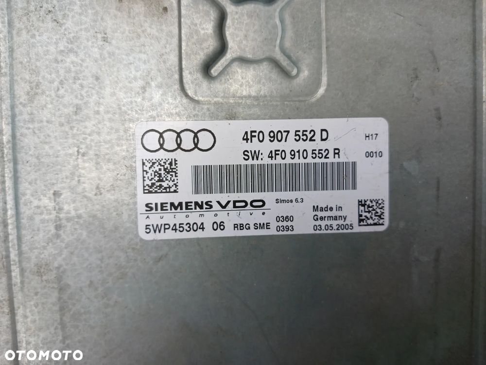Zestaw startowy AUDI A6 C6 2.4 BDW V6 sedan manualna skrzynia sterownik silnika EKU ECU 5WP45304 Siemens 4F0907552D  4F0910552R kluczyk stacyjka 4F0909131 Gateway Temic 4F0907468D moduł komfortu 4F0907289F rygiel blokada kierownicy 4F0905852B sterownik moduł mocy 4F0907280 świateł 4F0907279 8P0907357C KOMPLET DO ODPALENIA SILNIKA - 8