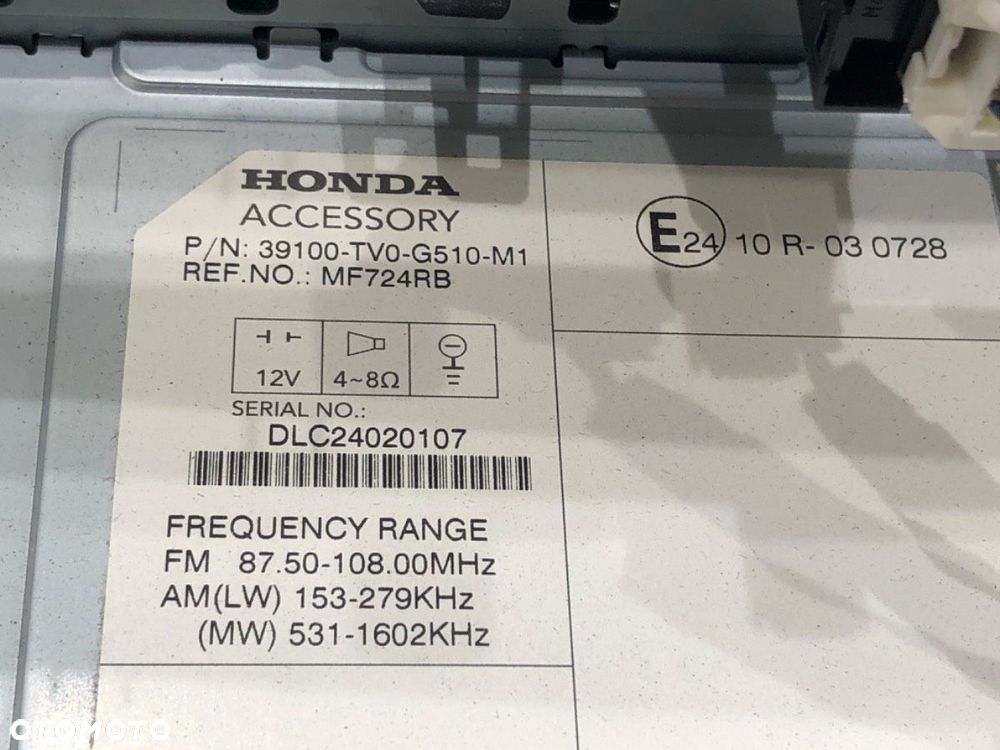 RADIO  HONDA CIVIC IX (FK) 2012 - 2022 1.4 i-VTEC (FK1) 73 kW [99 KM] benzyna 2012 - 2022 - 4