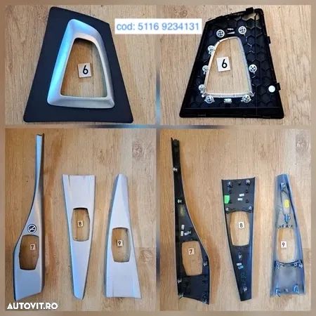 Ornament trim consola centrala butoane comenzi sport/confort esp pdc capac schimbator viteze suport pahare capac scrumiera bmw originale F10 F11 F18 F25 F26 - 4