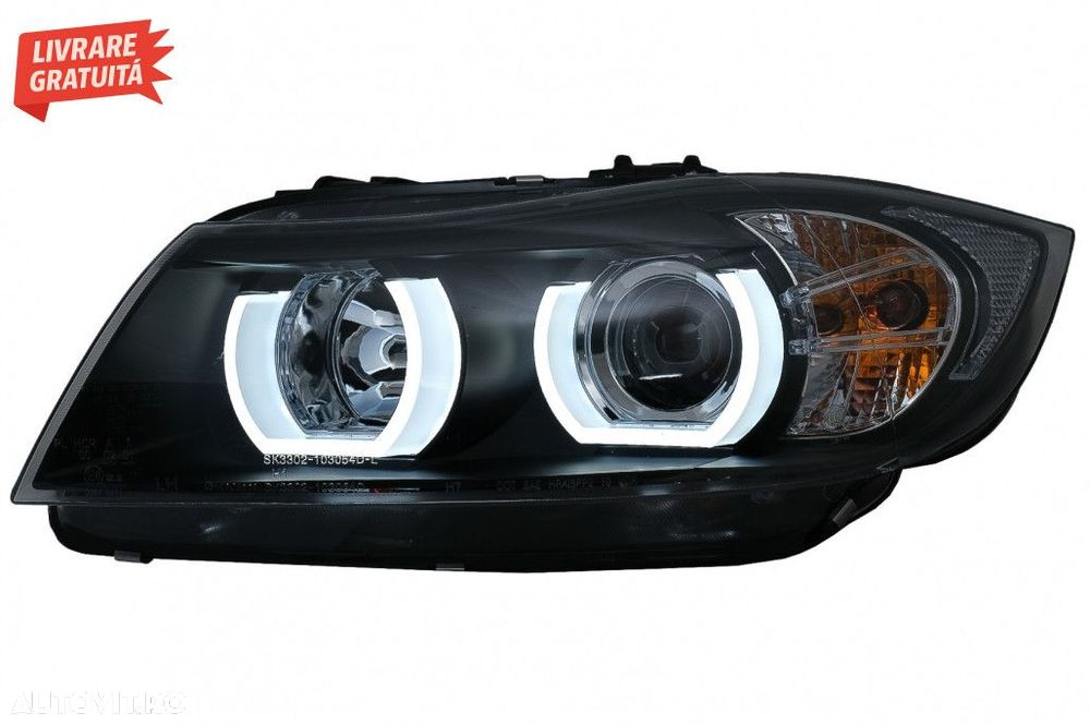 Faruri Xenon U-Led 3D Dual Halo Rims BMW Seria 3 E90 Limuzina E91 Tour - 2
