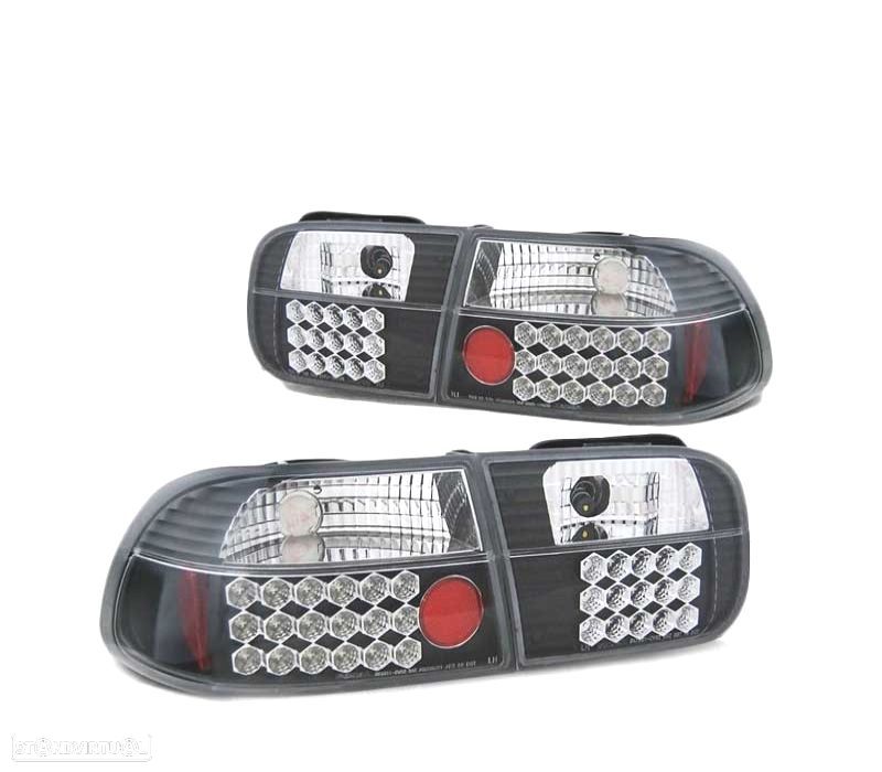 FAROLINS TRASEIROS LED HONDA CIVIC 2P 4P 91-95 PRETO - 2