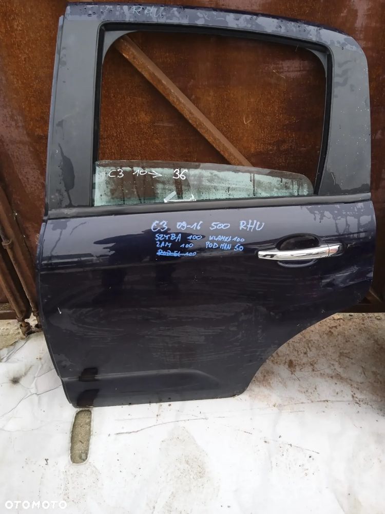 DRZWI LEWE TYLNE CITROEN C3 09-16 ZMEK KLAMKA PODNOŚNIK ELE. SZYBA KOD KOLORU RHU - 7