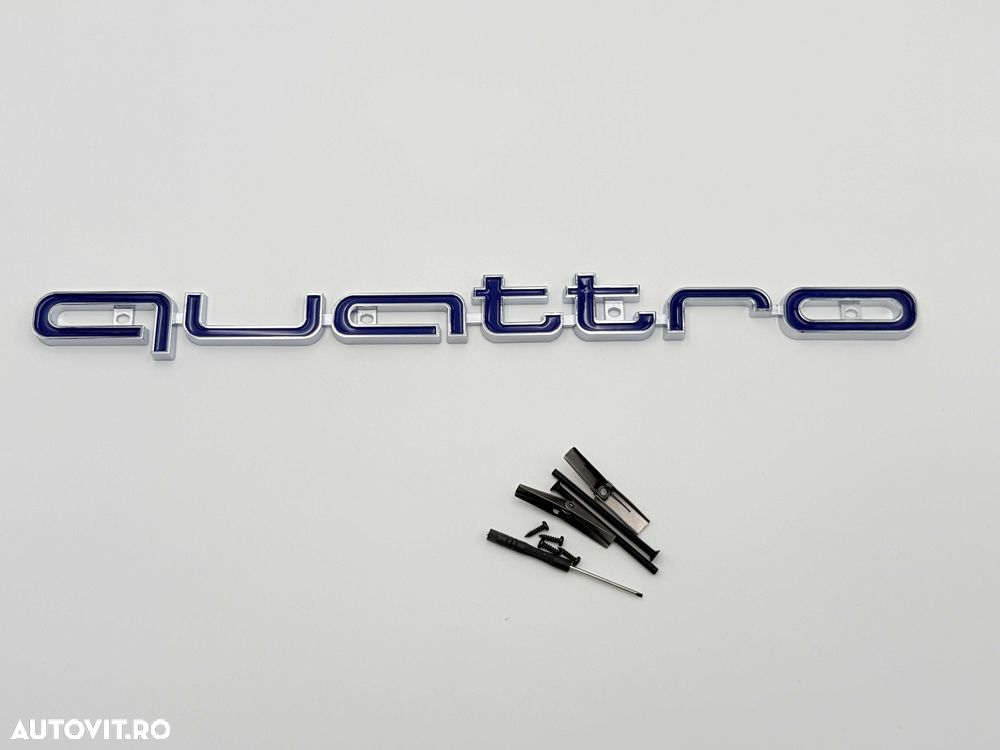 Emblema Compatibila Audi QUATTRO crom/albastru grila - 2