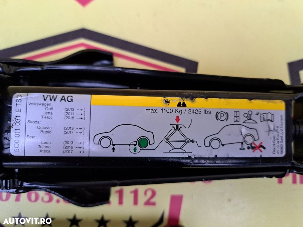 Cric auto original Vw Golf 7 Jetta T-roc Skoda Octavia 3 Rapid Husa - 8