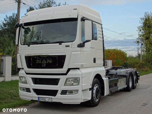 MAN TGS 26.440 6x2 hakowiec Meiller RK 20/70 idealny mały przebieg os skretna