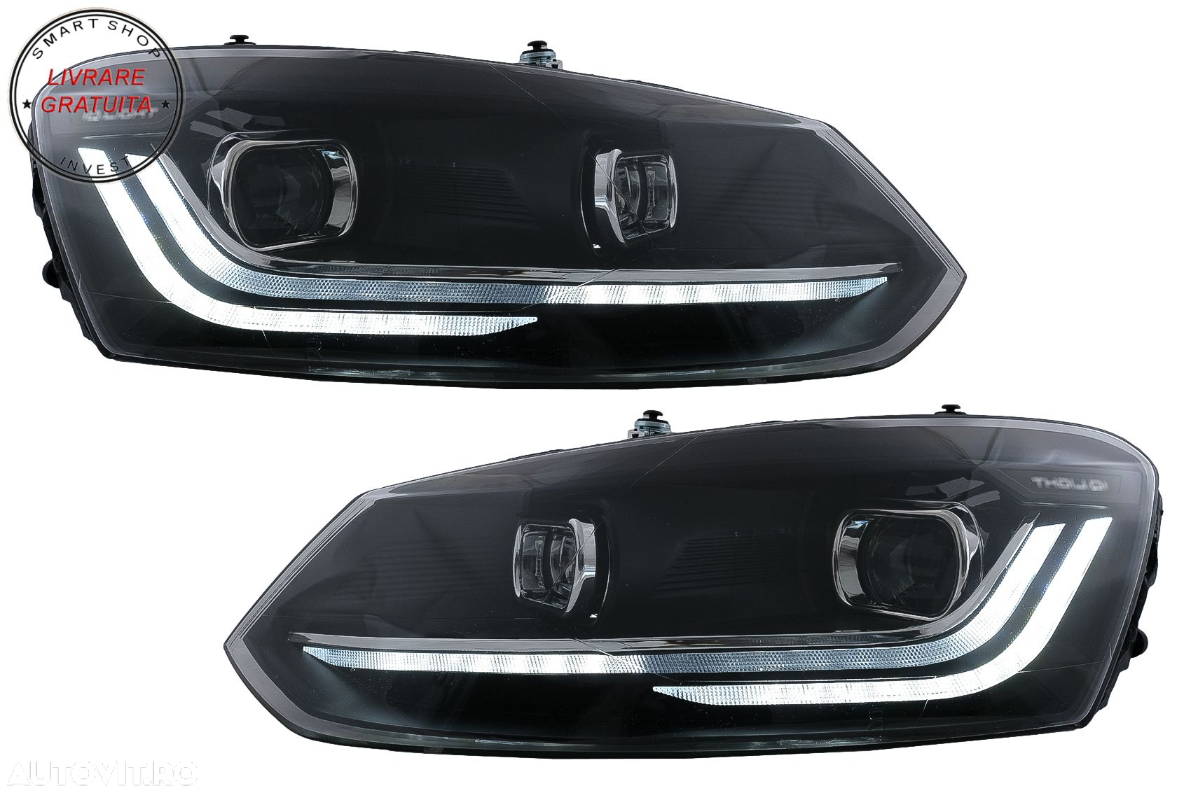 Pachet Exterior cu Faruri si Stopuri VW Polo 6R 6C (2009-2017) R-Line Design Semna- livrare gratuita - 7