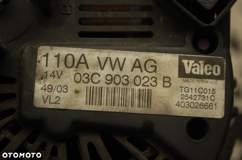 ALTERNATOR 03C903023B VALEO 2.0 FSI 1.6 FSI 110A VW GOLF V AUDI SEAT SKODA - 5
