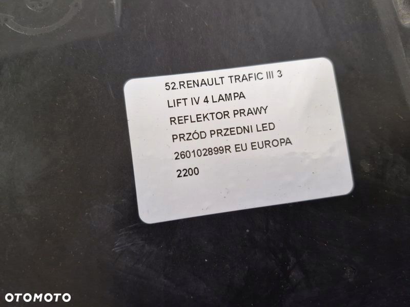 RENAULT TRAFIC III 3 LIFT IV 4 LAMPA REFLEKTOR PRAWY PRZÓD PRZEDNI LED EU - 10