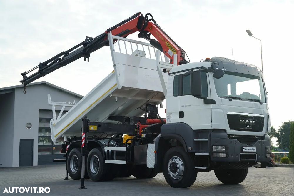 MAN TGS 26.440 / 6x4 / CAMION BASCULANTE / HIDROBID / BORDMATIC + PALFINGER PK 33002-EH / AUTOMAT / PILOT / EURO 5 - 8