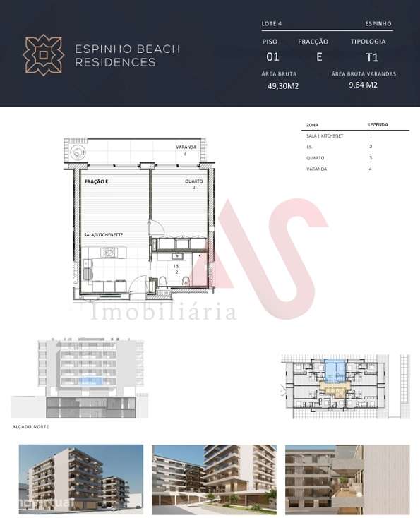 Apartamento T1 no empreendimento Espinho Beach Residendes em Espinho - Grande imagem: 3/49