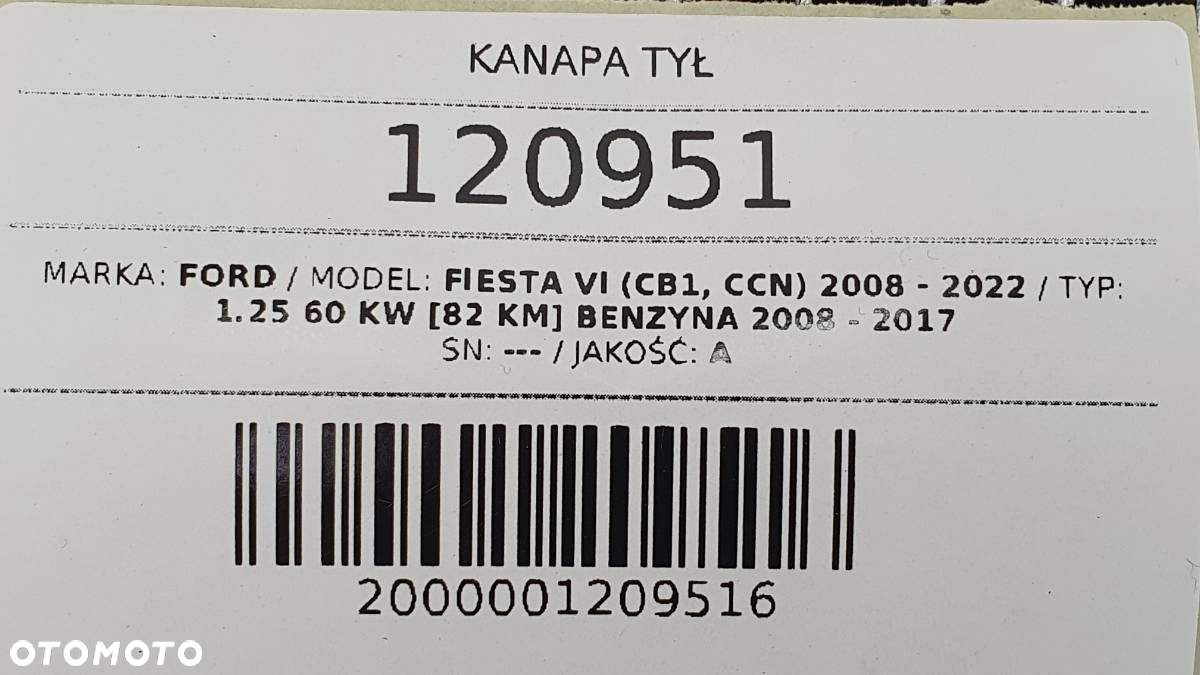 KANAPA TYŁ BOCZKI FOTELE TYLNE FORD FIESTA MK7 HB 5D - 11