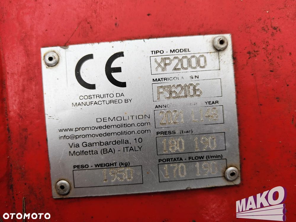 Młot hydrauliczny Promove XP2000 1950kg do koparki - 5