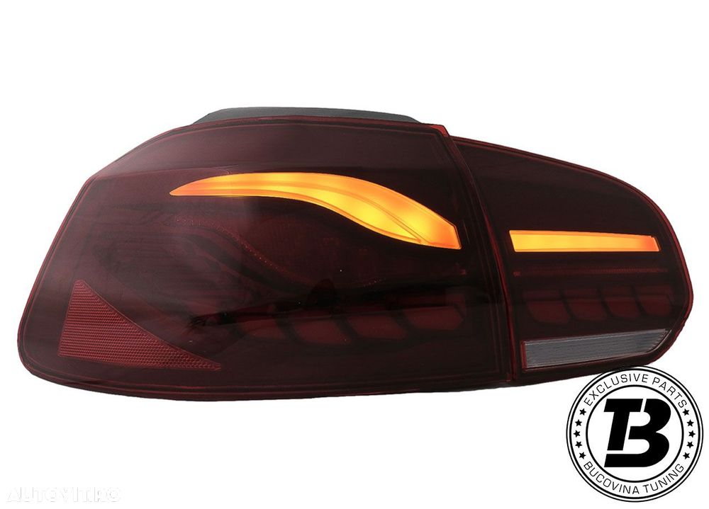Stopuri Full LED compatibile cu VW Golf 6 VI Red Smoke Design - 8