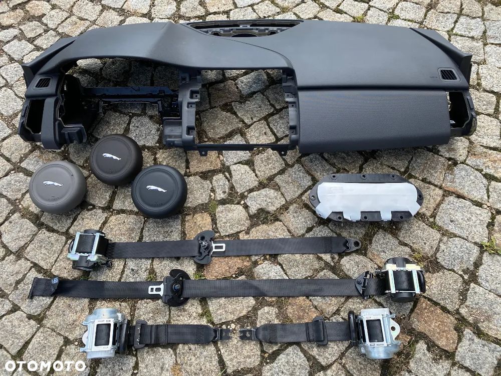 JAGUAR E-PACE X540 DESKA KONSOLA KOKPIT PULPIT PÓŁKA PARAPET AIRBAG SKÓRA oryginał NOWA NEW NEU NEV niebieska nić !!! - 14
