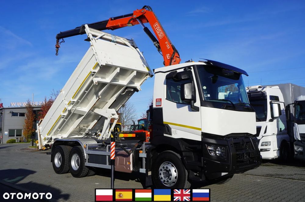 Renault C380 E6 6x4 / HDS Fassi F135 2700 MTH / Zasięg 8 m / 5.6 t udźwig / Wywrotka 3-stronna / Hydroburta - 1