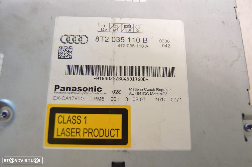 DISPLAY COMANDOS COMUTADOR PAINEL CONTROLO COMUNICAÇÃO RADIO AUTORADIO LEITOR CD PANASONIC AUDI 8T2035110B 8T2035110A 8T2035110 018AUZ5ZBG4531768D CXCA1795G AUDI A5 8T3 8TA 3.0 TDI QUATTRO V6 245CV CDU CDUD A4 B8 4K - 6