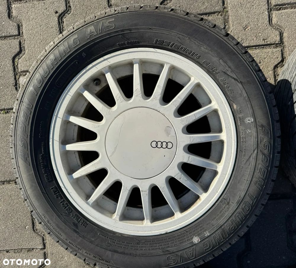 Audi 80 B2 Coupe felgi koła oryginał 14" 853601052A ET45 4x108 ładne opony 195 60 14 - 3