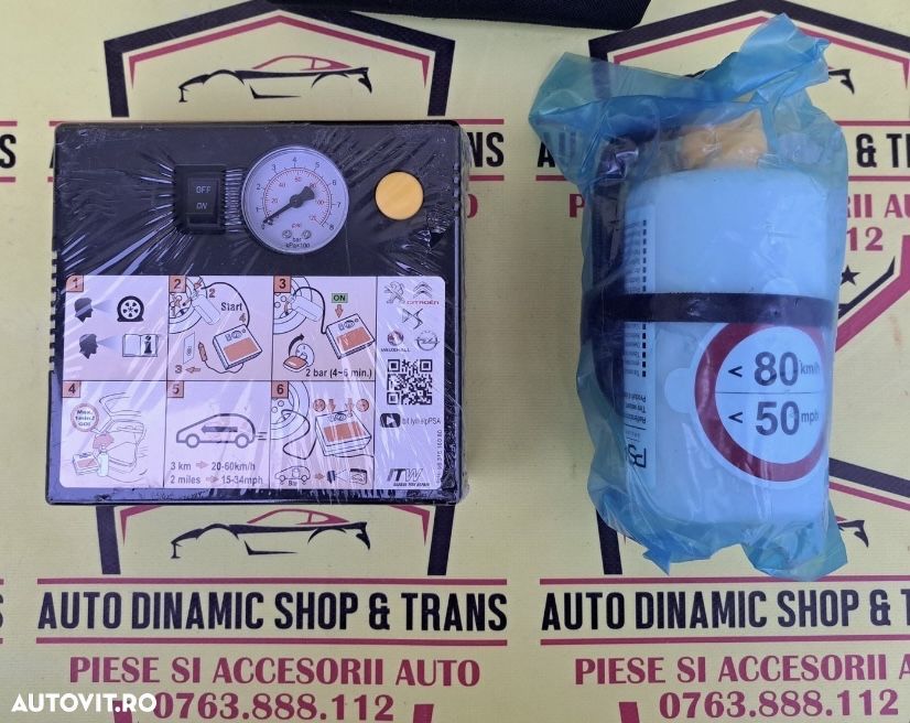 Compresor auto umflat roti soluție kit pană original Peugeot Citroen - 1