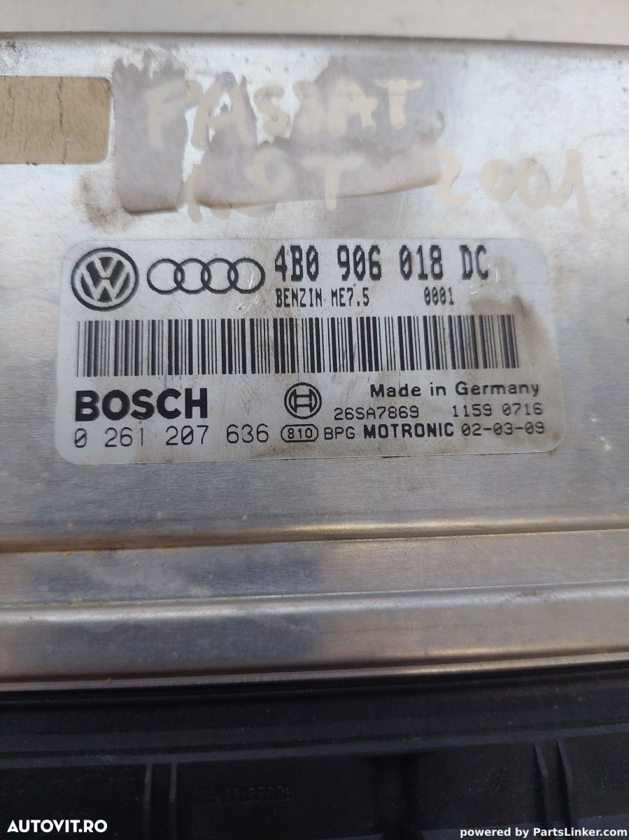 Calculator ECU VOLKSWAGEN PASSAT 3B3 2000 - 2005 1.8 T 20V AWL, AWT, VW (SVW) PASSAT Saloon B5 2000 - 2009 4b0906018dc - 2