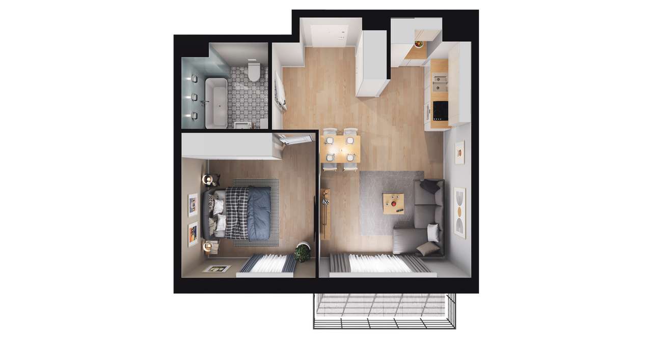 2-pokojowe mieszkanie 42m2 + balkon Bez Prowizji - Pełny obrazek: 2/23