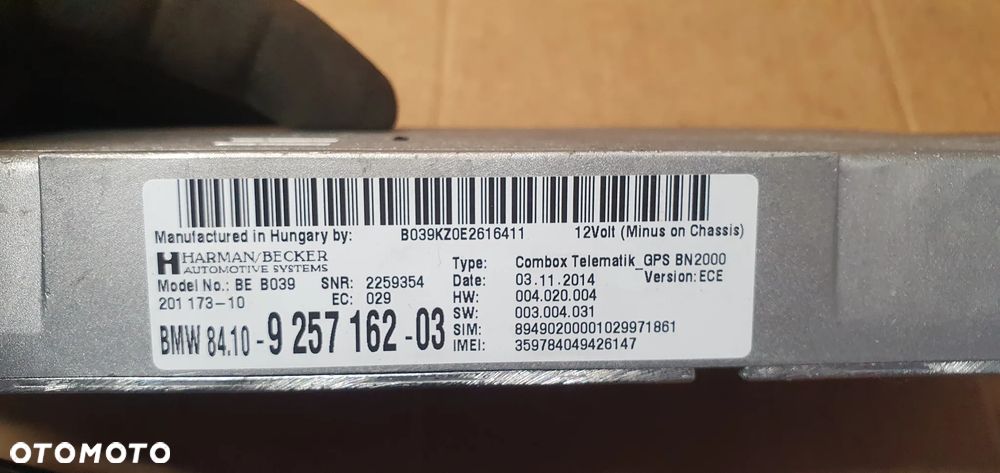 Moduł sterownik bluetooth BMW X1 E84 Lift 9257162 - 6