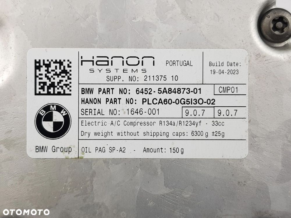 Kompresor Sprężarka klimatyzacji BMW XM G09 S68 4.4 V8 5A84873 - 4