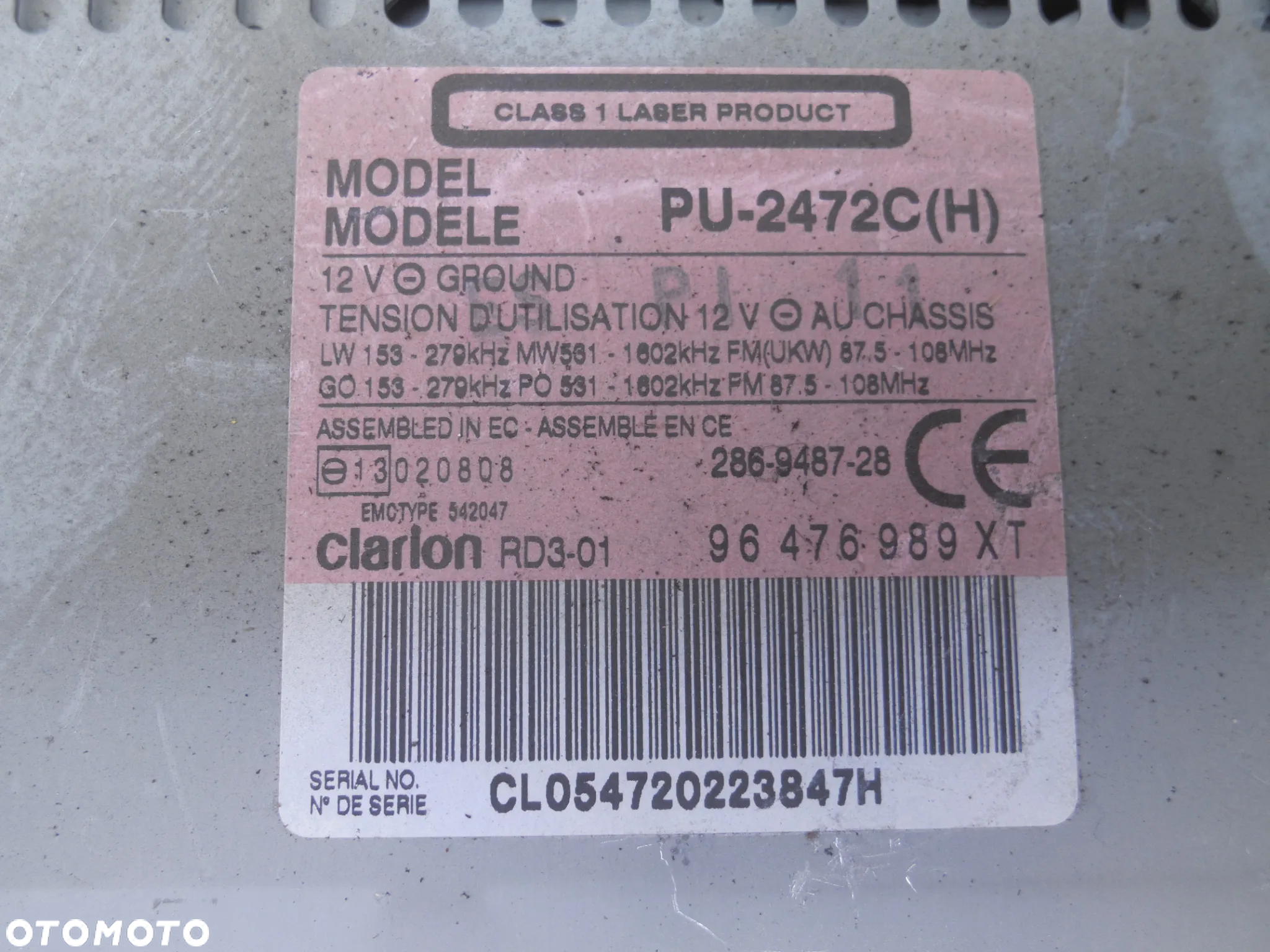 RADIO ODTWARZACZ CD CITROEN XSARA / XSARA PICASSO 96476989XT - 4
