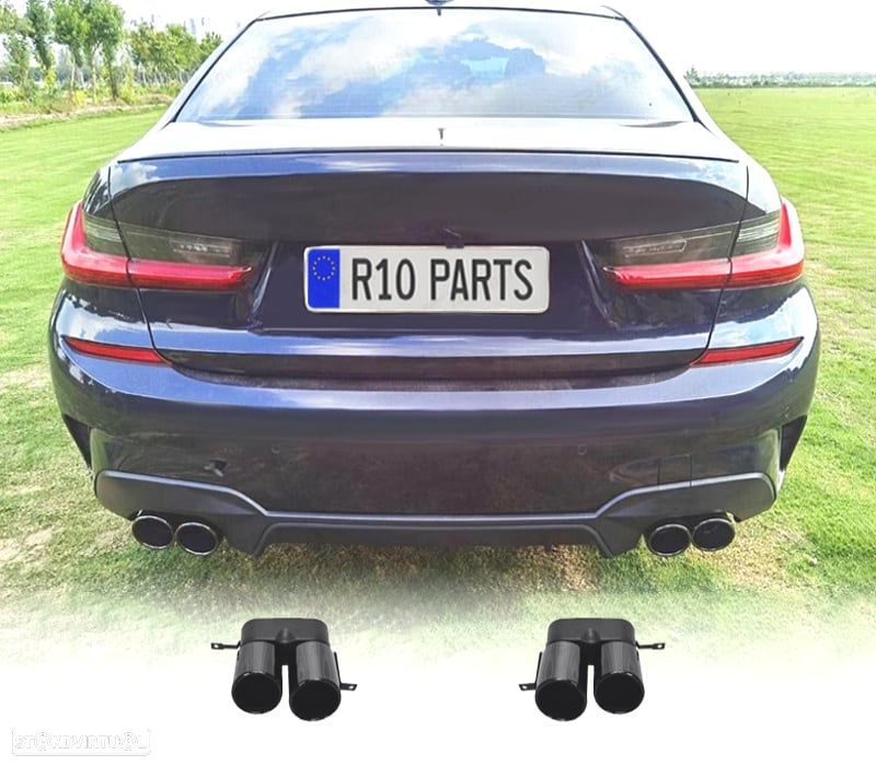 PONTEIRAS DE ESCAPE BMW G20 G21 LCI 23-25 PRETO BRILHANTE - 1