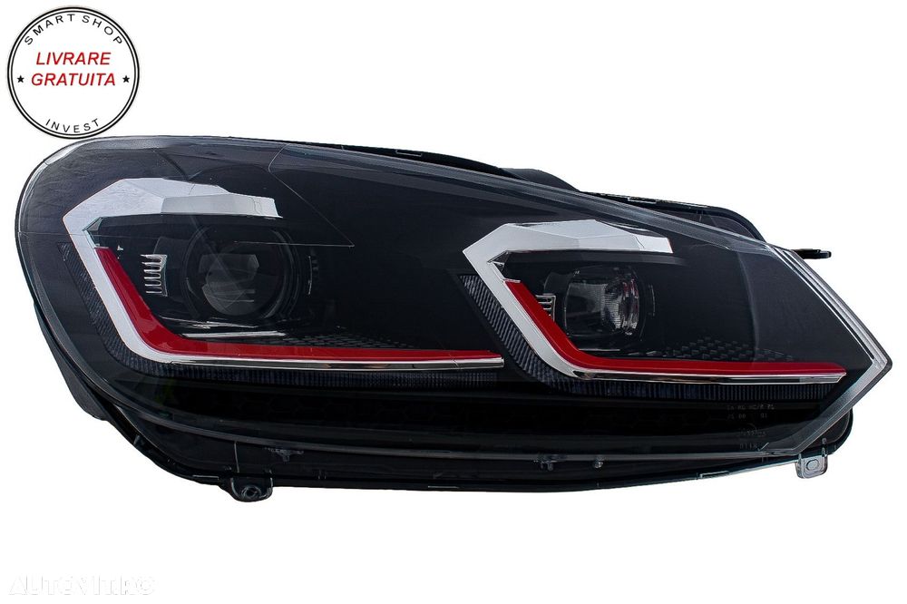 Faruri LED VW Golf 6 VI (2008-2013) Facelift G7.5 GTI Design Rosu Semnalizare Secv- livrare gratuita - 2