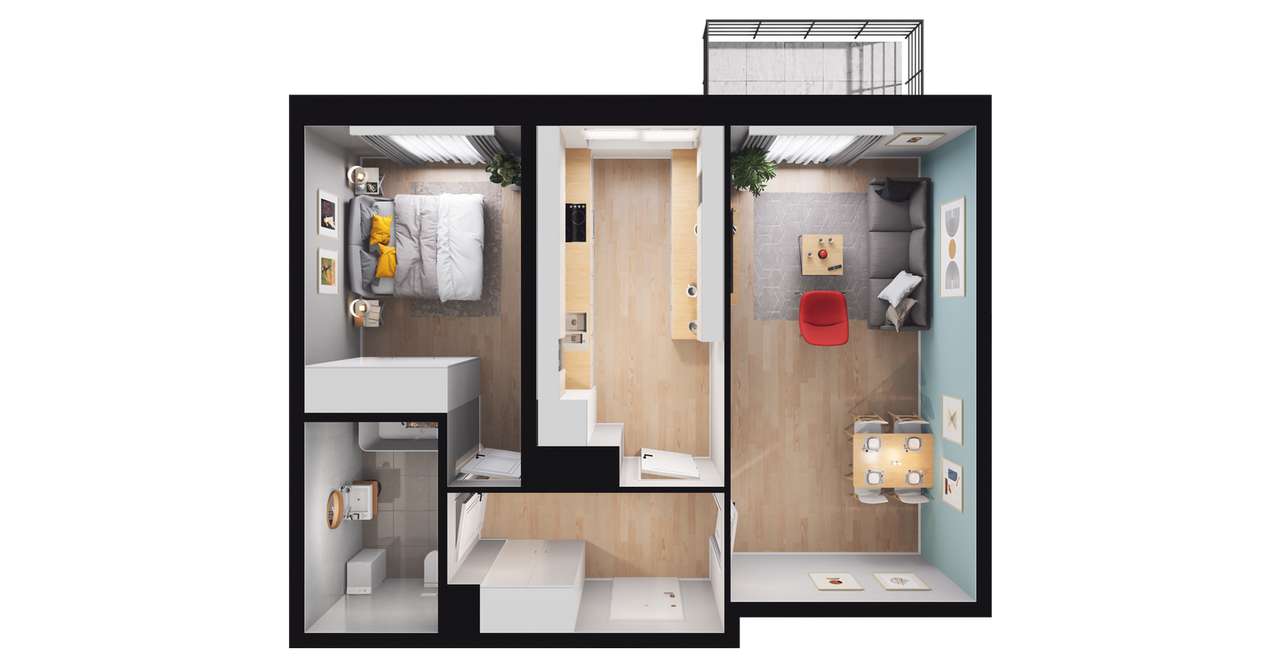 2-pokojowe mieszkanie 52m2 + balkon Bez Prowizji - Pełny obrazek: 2/5