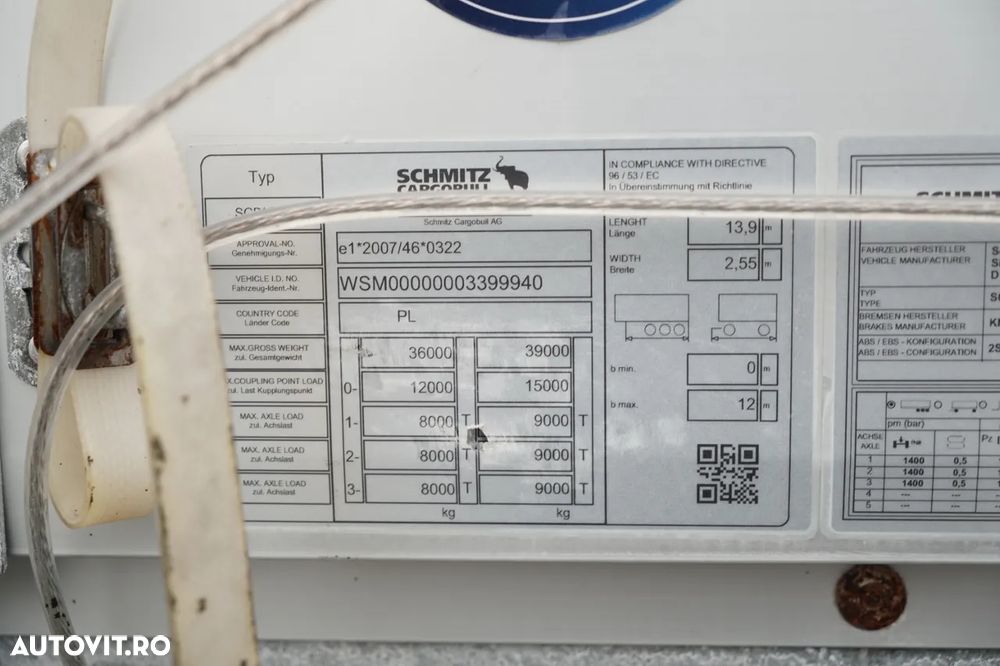 Schmitz Cargobull CORTINĂ / STANDARD / ACOPERIȘ RIDICAT / PUNȚĂ RIDICATĂ / - 27