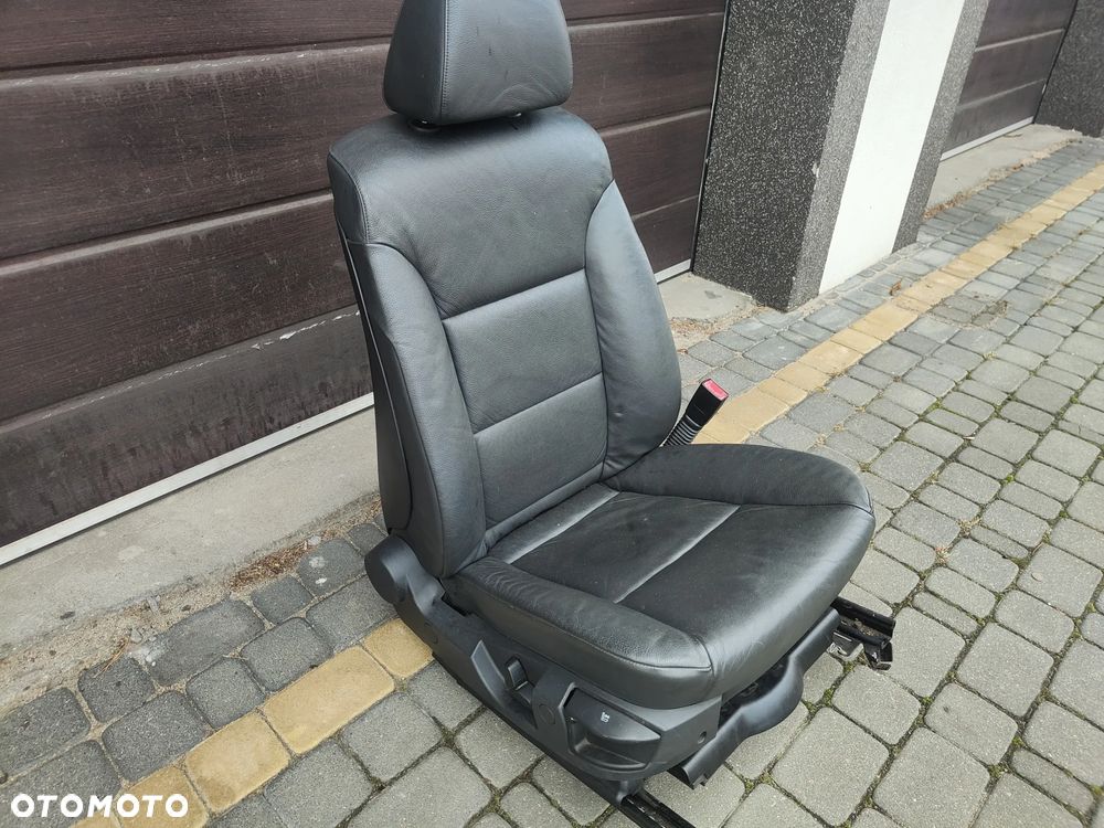 BMW E60 E61 Fotel prawy pasażera Skórzany Grzany Czarny - 7