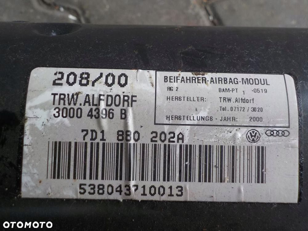 VW T4 PODUSZKA POWIETRZNA AIRBAG PASAŻERA 7D1880202A - 4