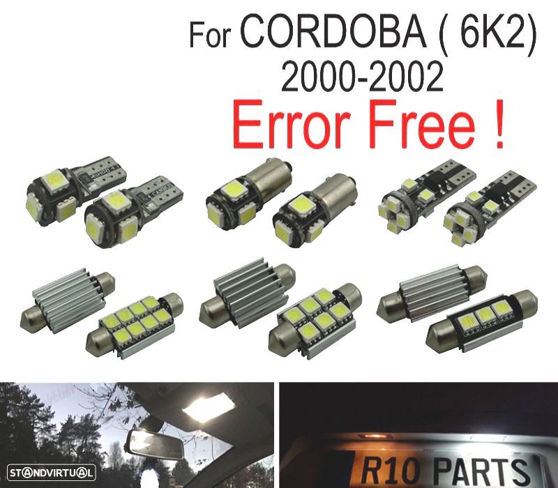 KIT COMPLETO 7 LAMPADAS LED INTERIOR PARA SEAT CORDOBA 6K2 00-02 - 1