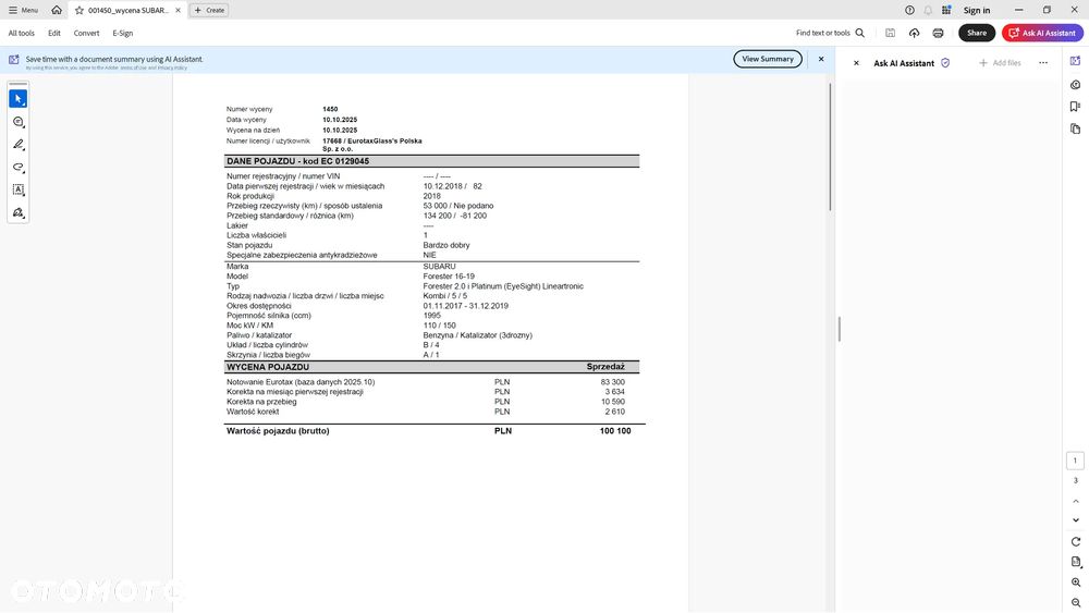 Subaru Forester 2.0 i Platinum (EyeSight) Lineartronic - 2