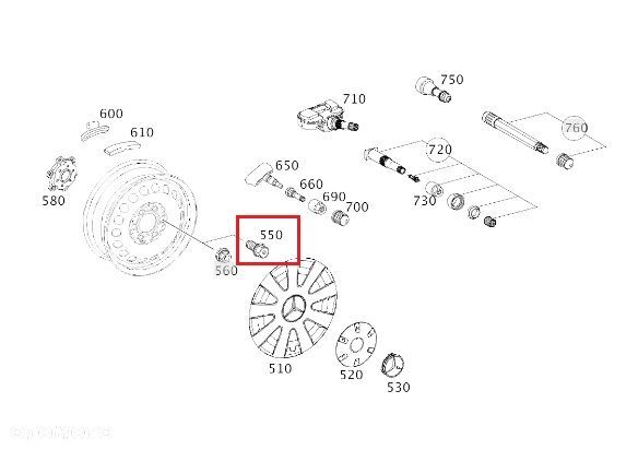 MERCEDES SPRINTER 906 907 910 Sruba zabezpieczajaca felgi OE - 2