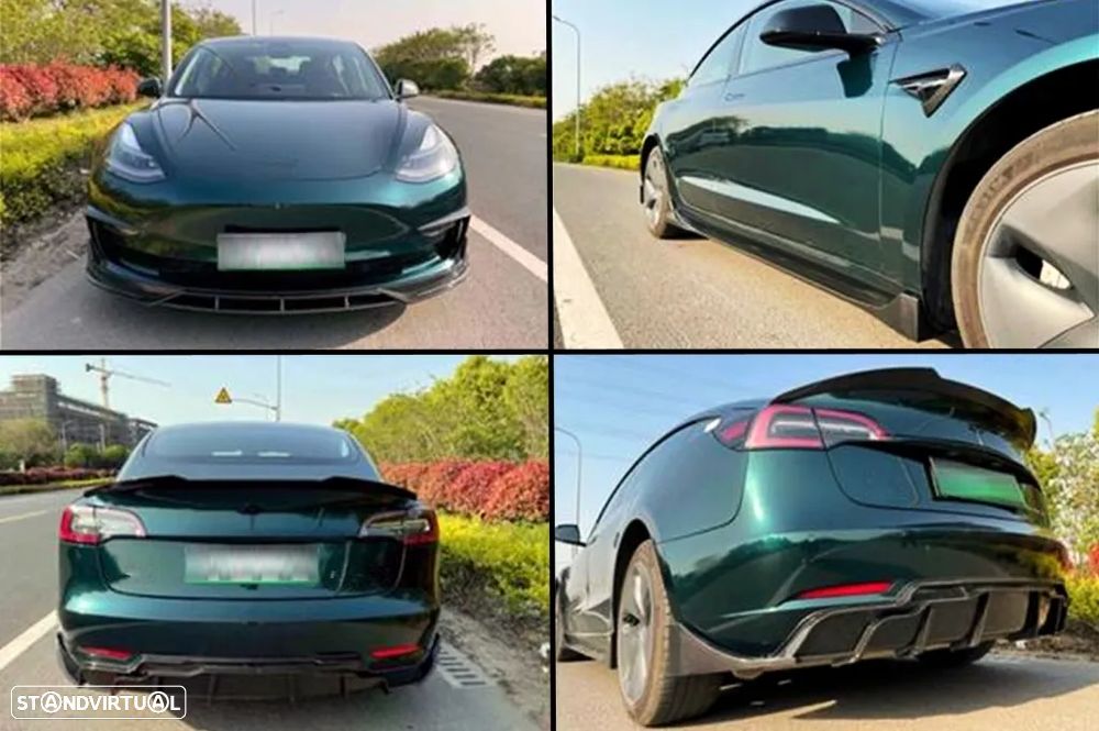 Conjunto Tesla Model 3 Spoiler, Aileron, Laminas e Difusor - 29